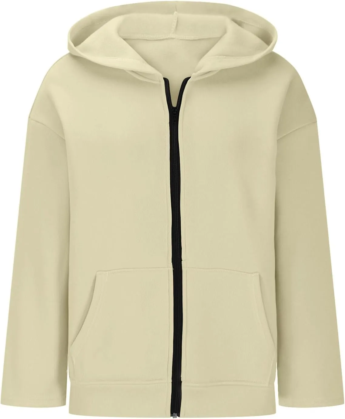 Women's Oversized Hoodies for Women Zip Up Long Sleeve Sweatshirt Casual Plain Hooded Jackets Cute Coat with Pockets