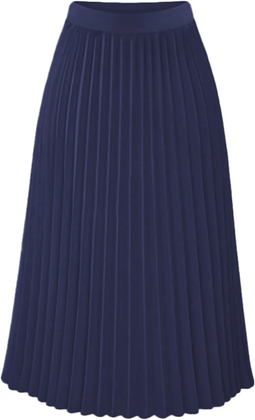 Women's Pleated Flare Midi Skirt High Waist Stretch A-Line Swing Skirts Flowy Elegant Party Casual Solid Dress