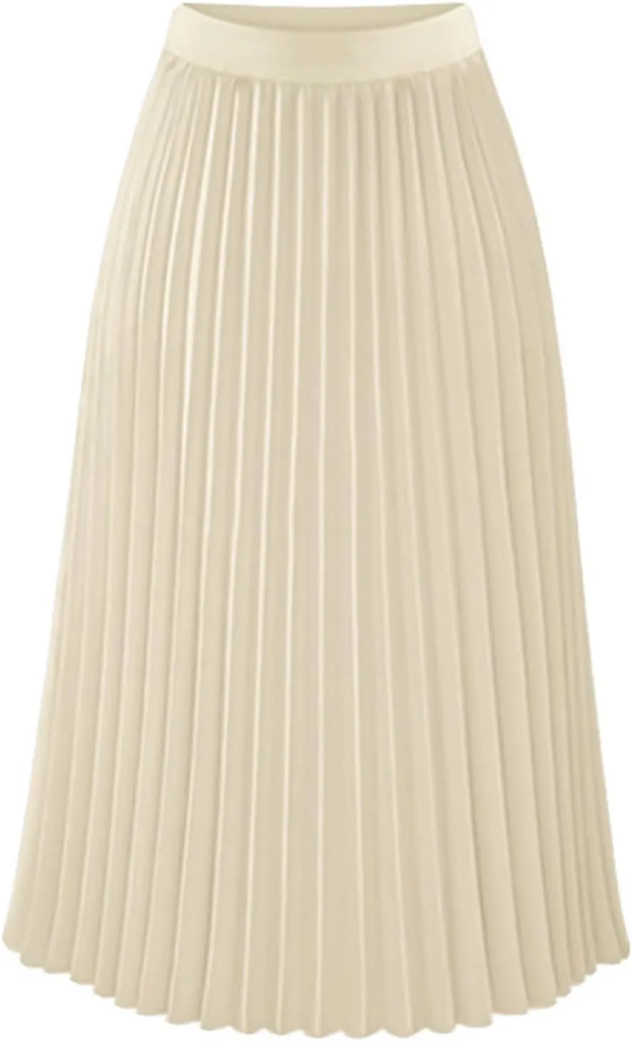 Women's Pleated Flare Midi Skirt High Waist Stretch A-Line Swing Skirts Flowy Elegant Party Casual Solid Dress