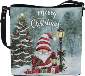 Womens Purse Tote Bags with Detachable Strap and Magnetic Snap for Ladies Christmas Pattern Shoulder Satchel