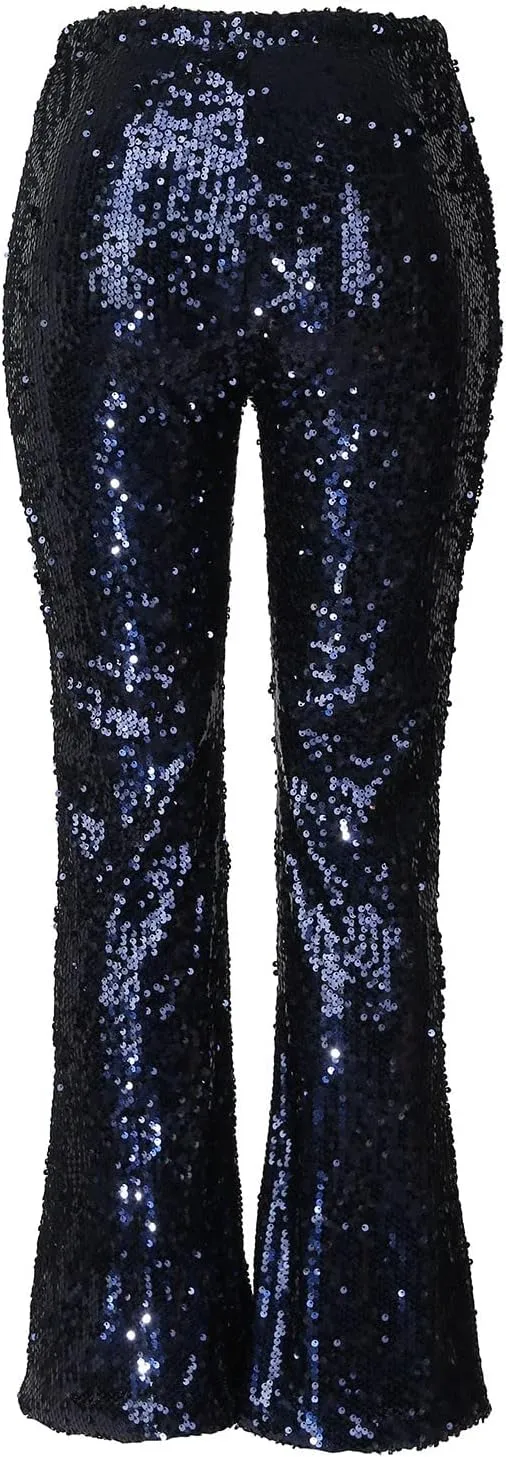 Women's Satin Pants Women's High Waisted Sequin Loose Drape Wide Leg Pants Fashion Casual Pants Clubwear Streetwear