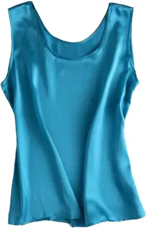 Women's Silk Satin Summer Camisole O-Neck Sleeveless Tank Dressy Casual Basic Top