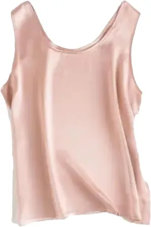 Women's Silk Satin Summer Camisole O-Neck Sleeveless Tank Dressy Casual Basic Top