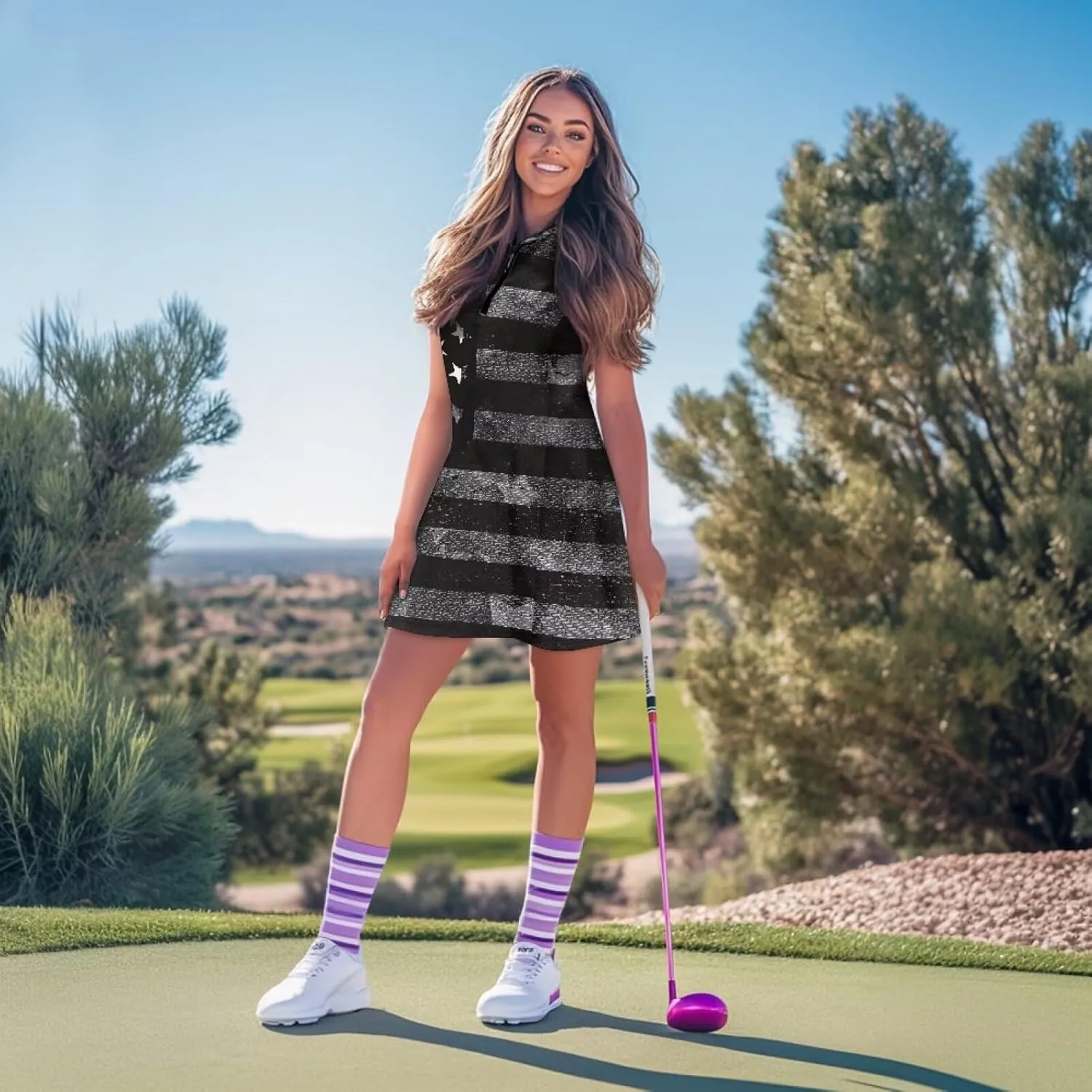 Womens Sleeveless Golf Tennis Dresses with ShortsPockets - Quick Drying Tennis Outfits for Workout Exercise