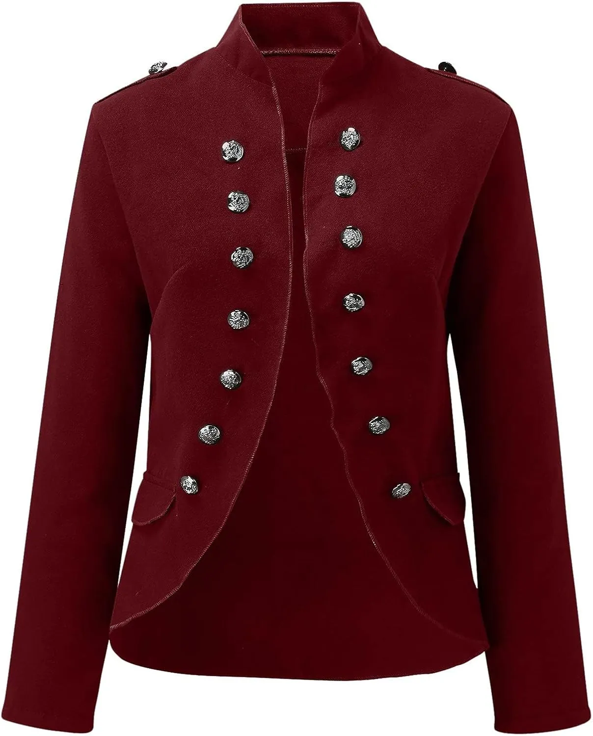 Women's Spring Double Breasted Open Front Blazers Jacket Business Casual Lightweight Stand Collar Cropped Coat
