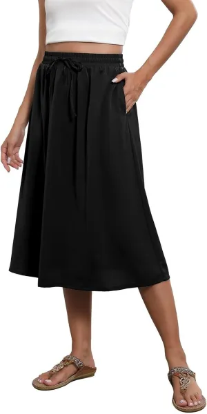 Women's Summer Casual Paisley Floral A-Line Trendy Beach Boho Midi Skirt