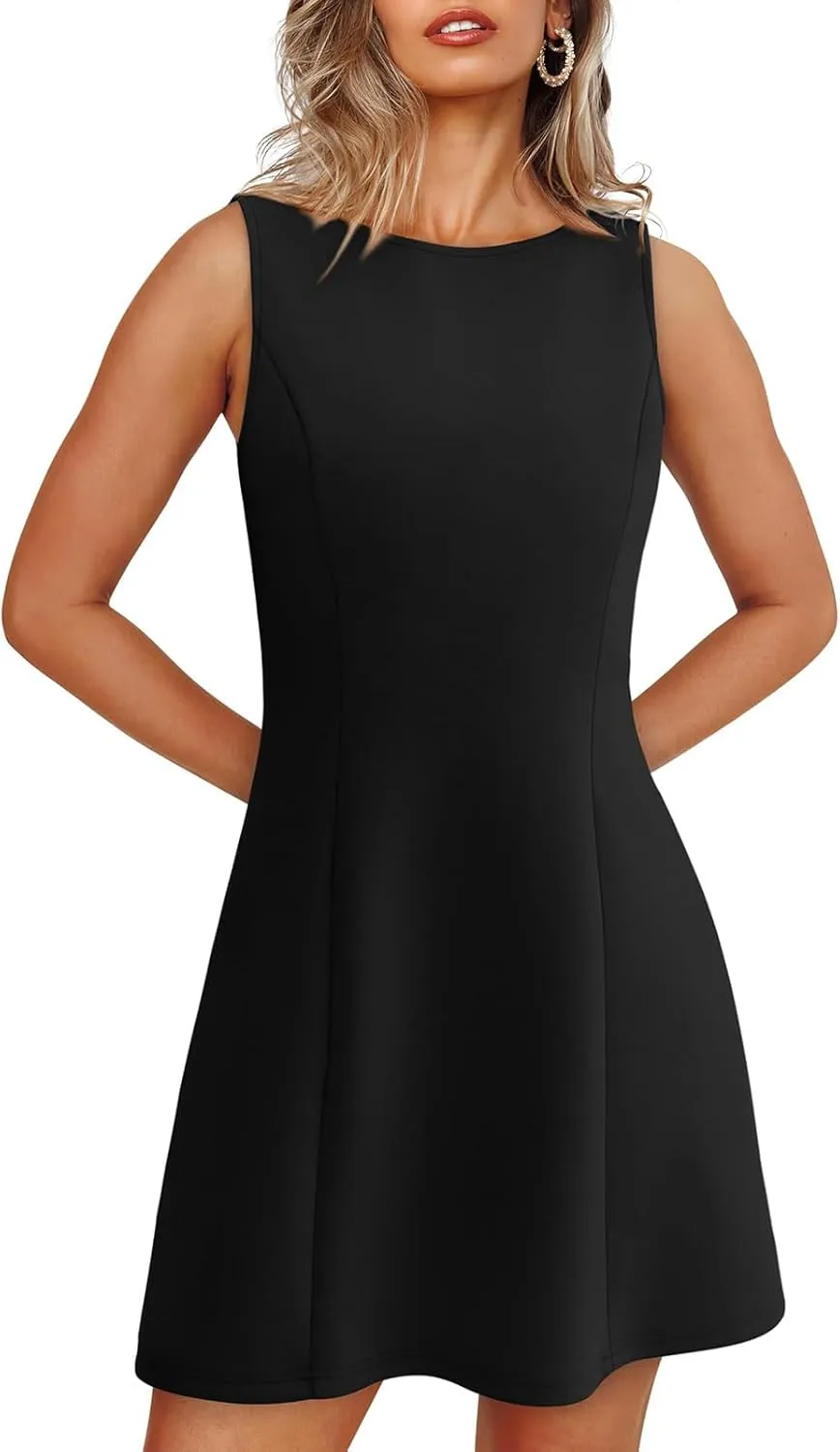 Women's Summer Sexy Dresses Sleeveless Boat Neck Tennis Dress A-line Bodycon Party Club Mini Dresses