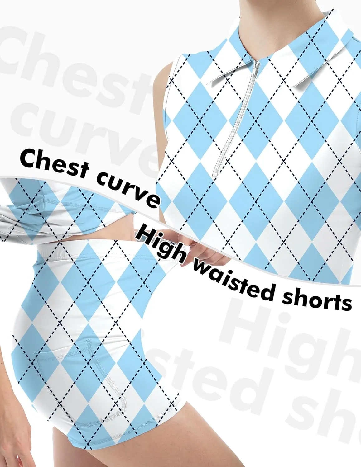 Women's Tennis Golf Dresses Zipper V-Neck Sport Activewear with Shorts and Pocket Workout Athletic