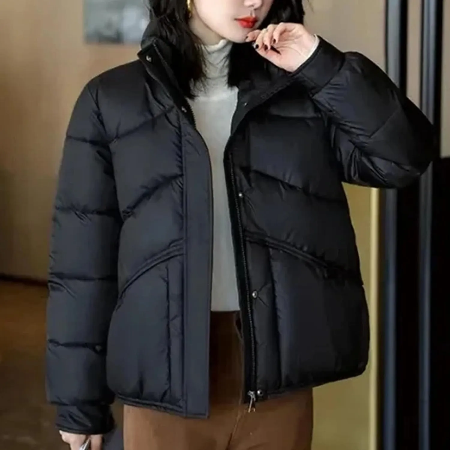 Women's Winter Jackets Down Cotton Padded Short Coats Female Oversize Outercoat Casual Stand Collar Parka Overco