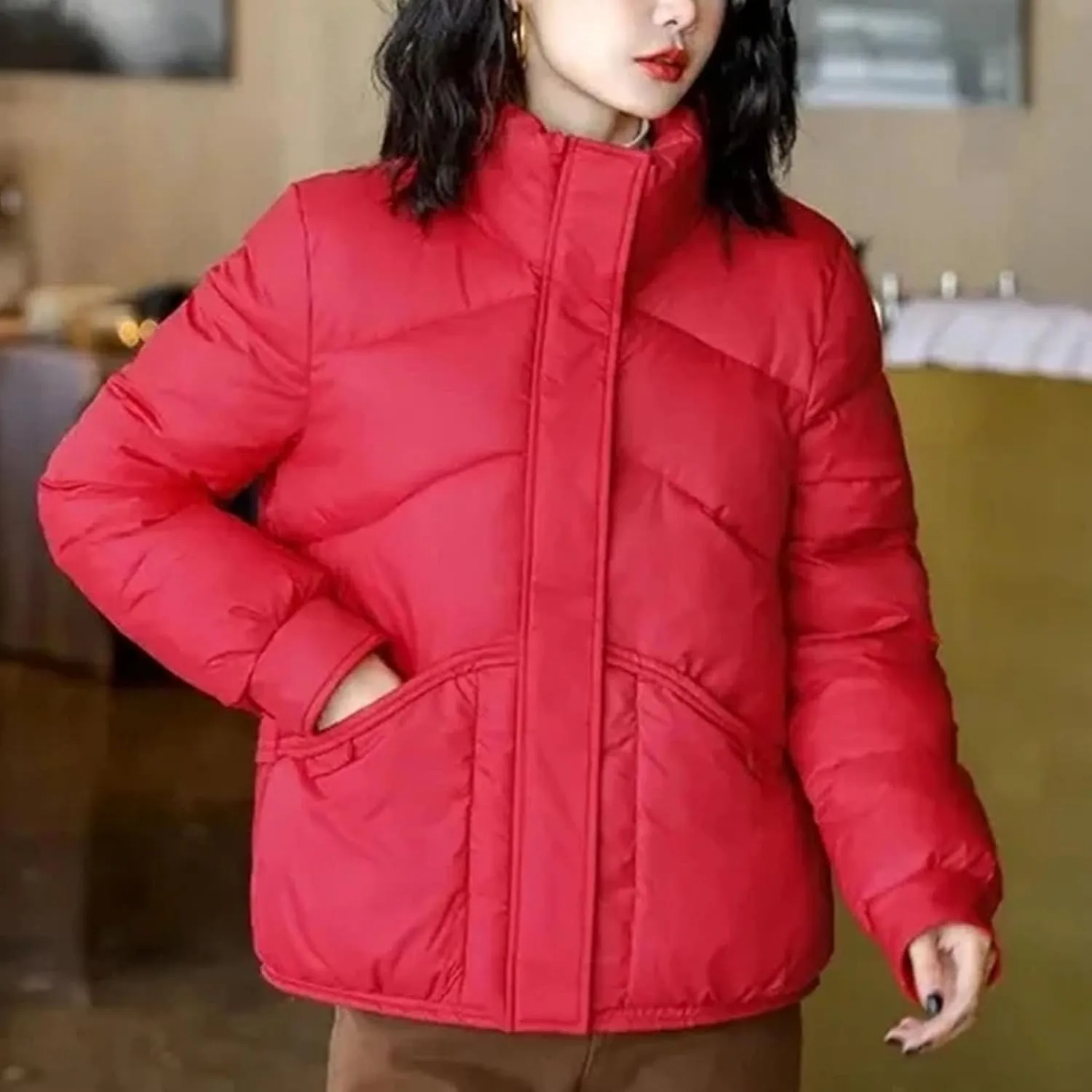 Women's Winter Jackets Down Cotton Padded Short Coats Female Oversize Outercoat Casual Stand Collar Parka Overco