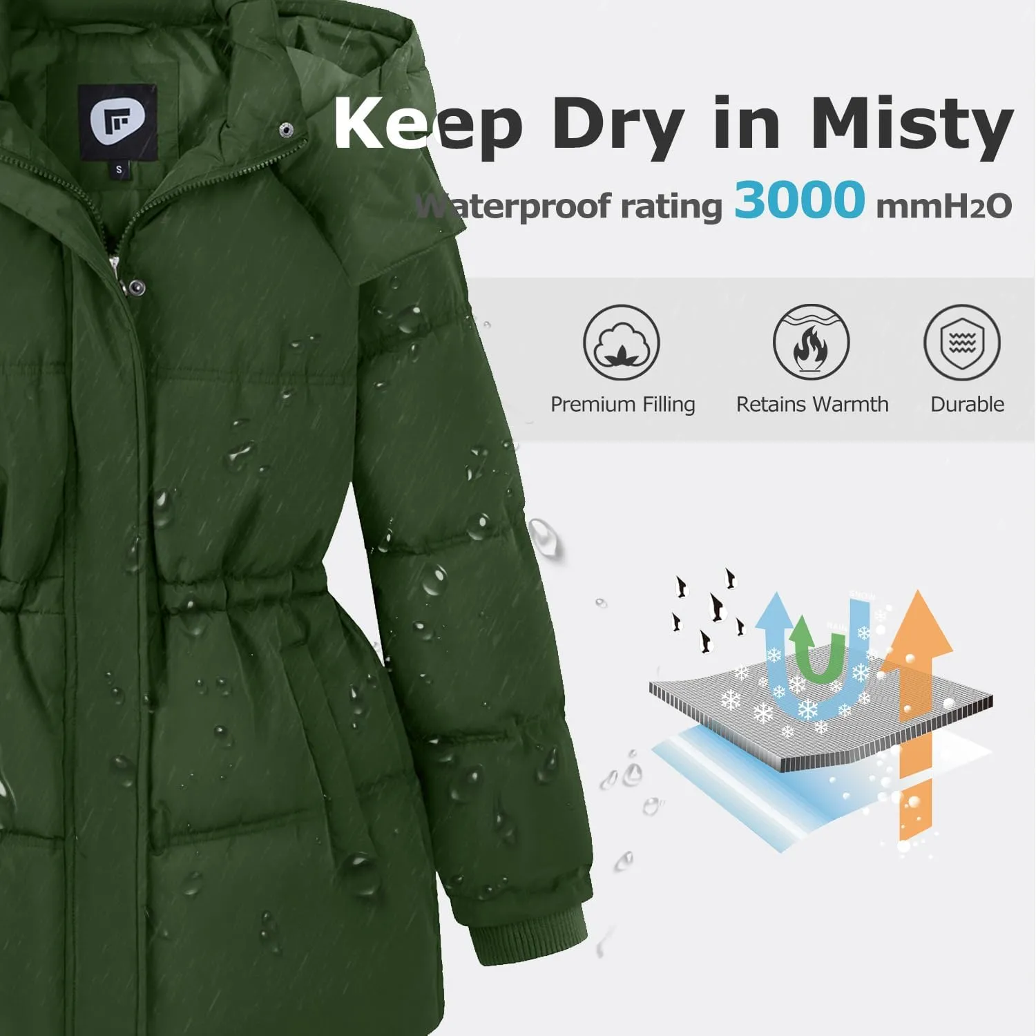 Women's Winter Warm Puffer Coat Cropped Slim Fit Down Jacket with Removable Hood Long Sleeve Lightweight Coats