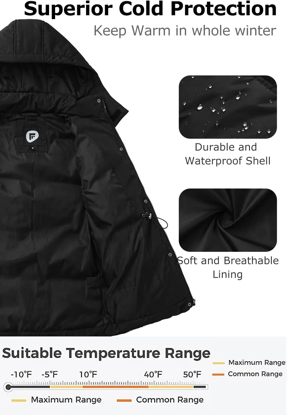 Women's Winter Warm Puffer Coat Cropped Slim Fit Down Jacket with Removable Hood Long Sleeve Lightweight Coats