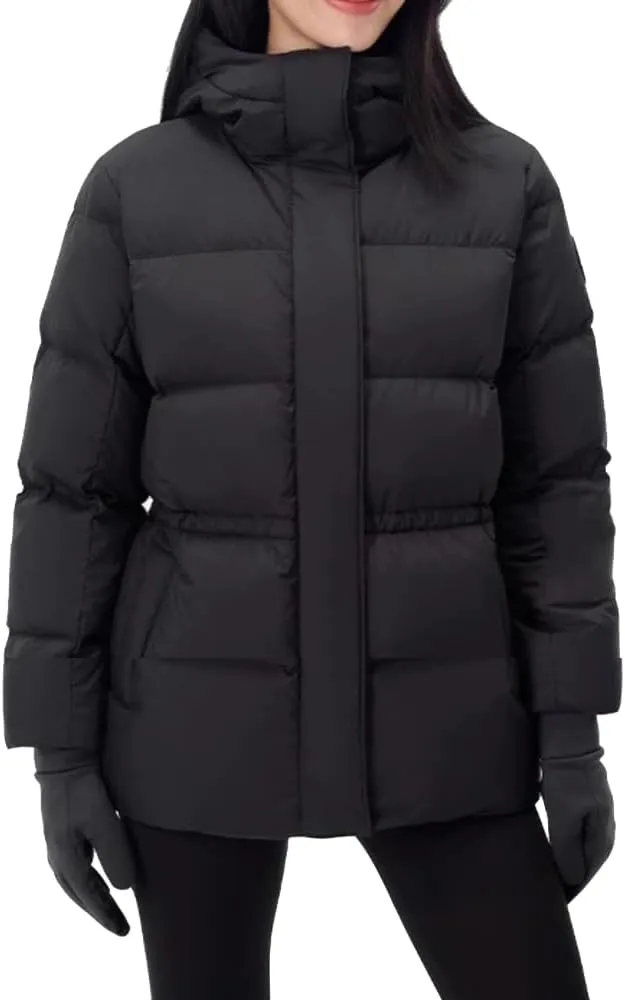 Women's Winter Warm Puffer Coat Cropped Slim Fit Down Jacket with Removable Hood Long Sleeve Lightweight Coats