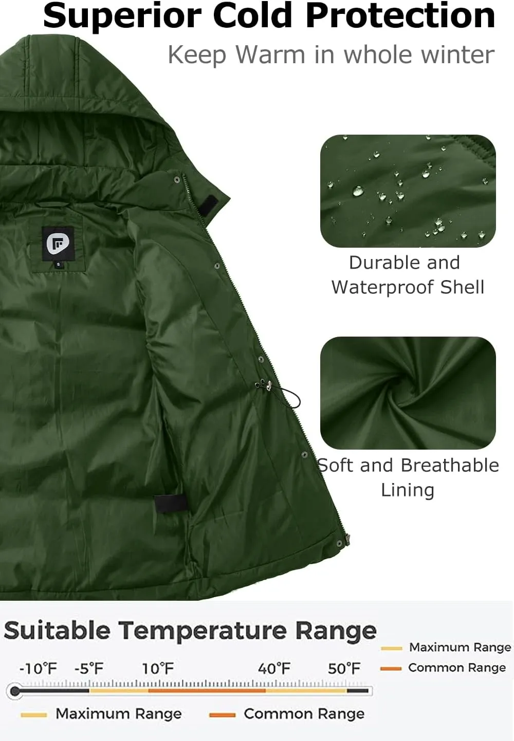 Women's Winter Warm Puffer Coat Cropped Slim Fit Down Jacket with Removable Hood Long Sleeve Lightweight Coats