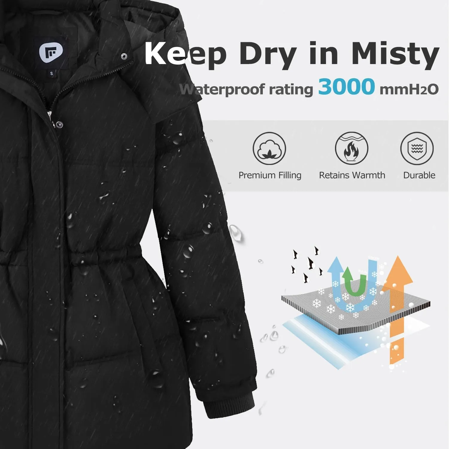 Women's Winter Warm Puffer Coat Cropped Slim Fit Down Jacket with Removable Hood Long Sleeve Lightweight Coats