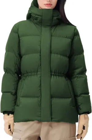 Women's Winter Warm Puffer Coat Cropped Slim Fit Down Jacket with Removable Hood Long Sleeve Lightweight Coats