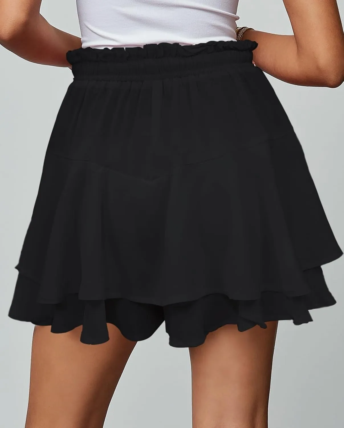 Women's Women's Summer Flowy Ruffle Hem Skirt Elastic High Waist Casual Boho Floral Skorts