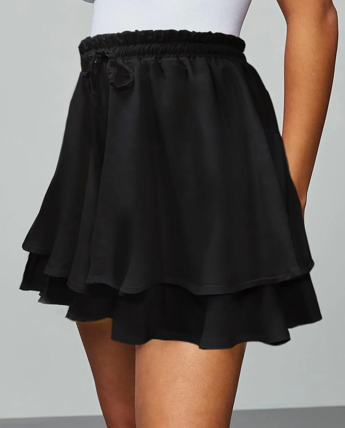Women's Women's Summer Flowy Ruffle Hem Skirt Elastic High Waist Casual Boho Floral Skorts