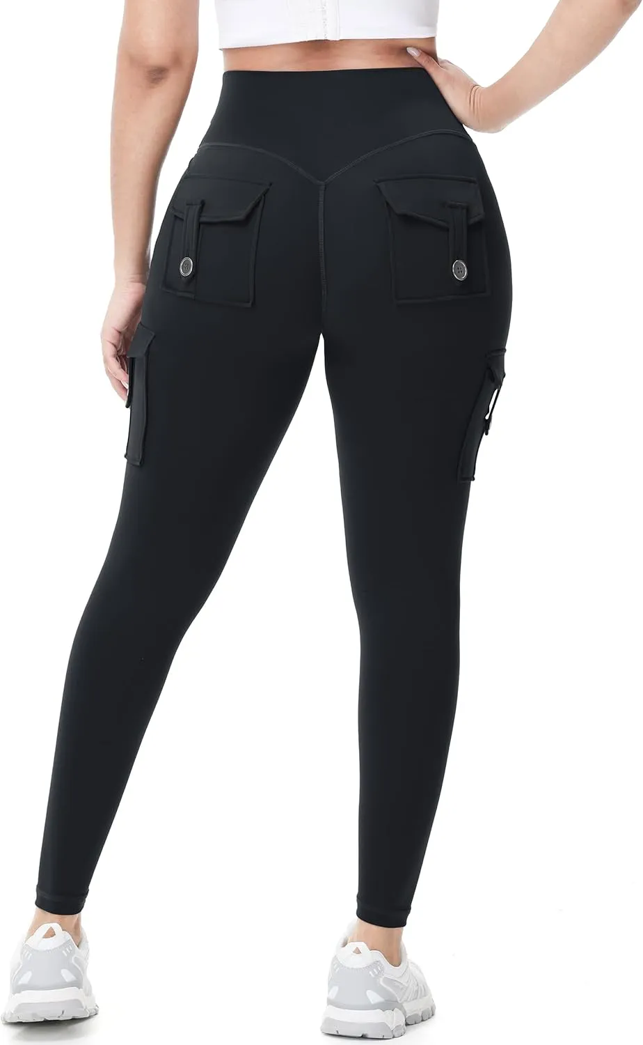 Workout Cargo Leggings with Pockets for Women 25/27/29 Hidden Scrunch Seamless Butt Lifting Gym Yoga Pants