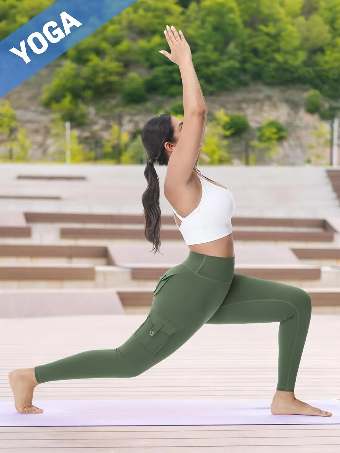 Workout Cargo Leggings with Pockets for Women 25/27/29 Hidden Scrunch Seamless Butt Lifting Gym Yoga Pants