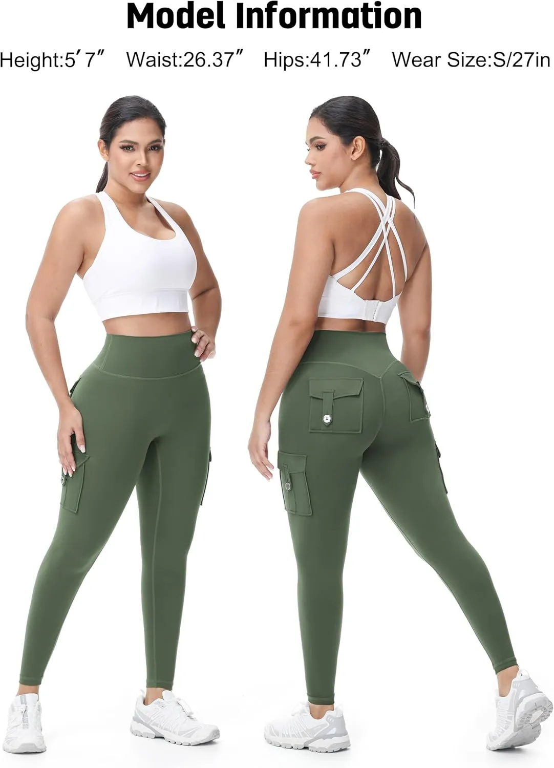 Workout Cargo Leggings with Pockets for Women 25/27/29 Hidden Scrunch Seamless Butt Lifting Gym Yoga Pants