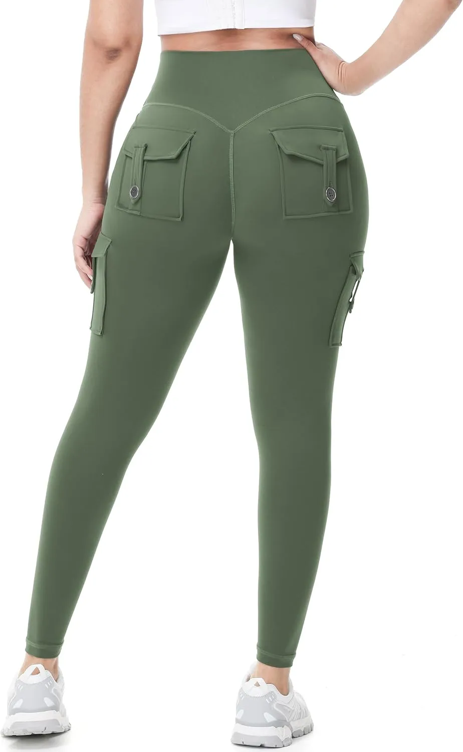 Workout Cargo Leggings with Pockets for Women 25/27/29 Hidden Scrunch Seamless Butt Lifting Gym Yoga Pants