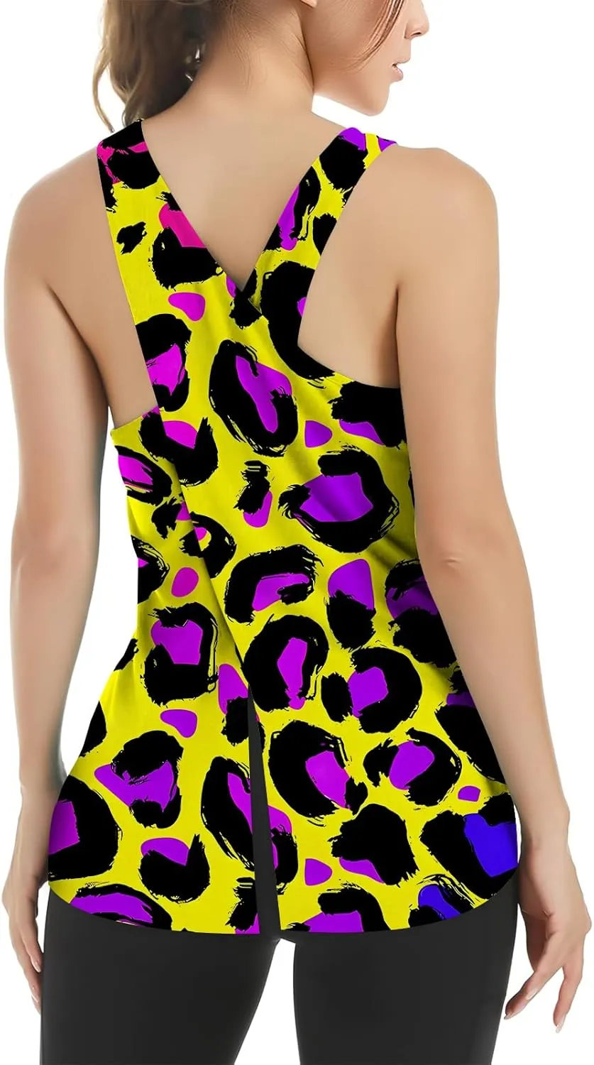 Workout Tank Tops for Women Yoga Tops Loose fit Womens Backless Sleeveless Open Back Running Muscle Tank Shirts