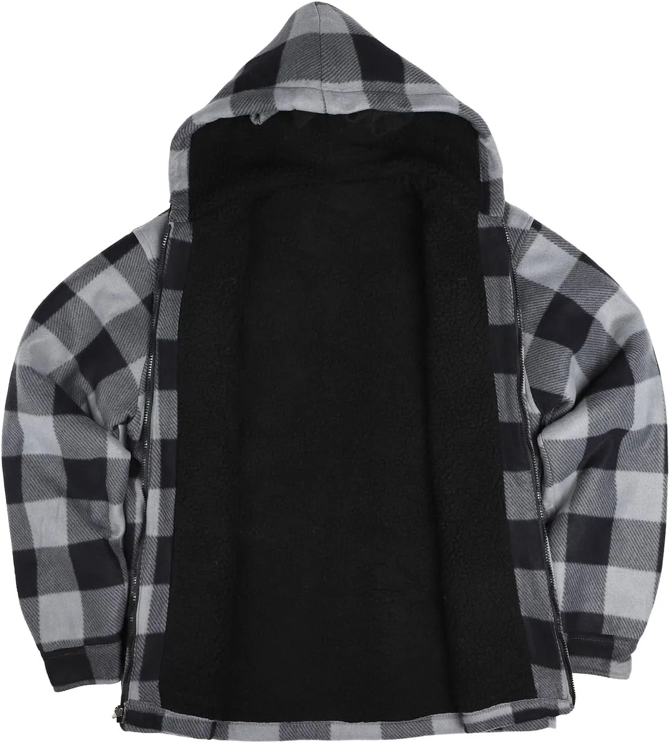 Yasumond Mens Heavy Sherpa Lined Fleece Plaid Flannel Jacket Zip Up Hoodies Warm Winter Coats Big Tall