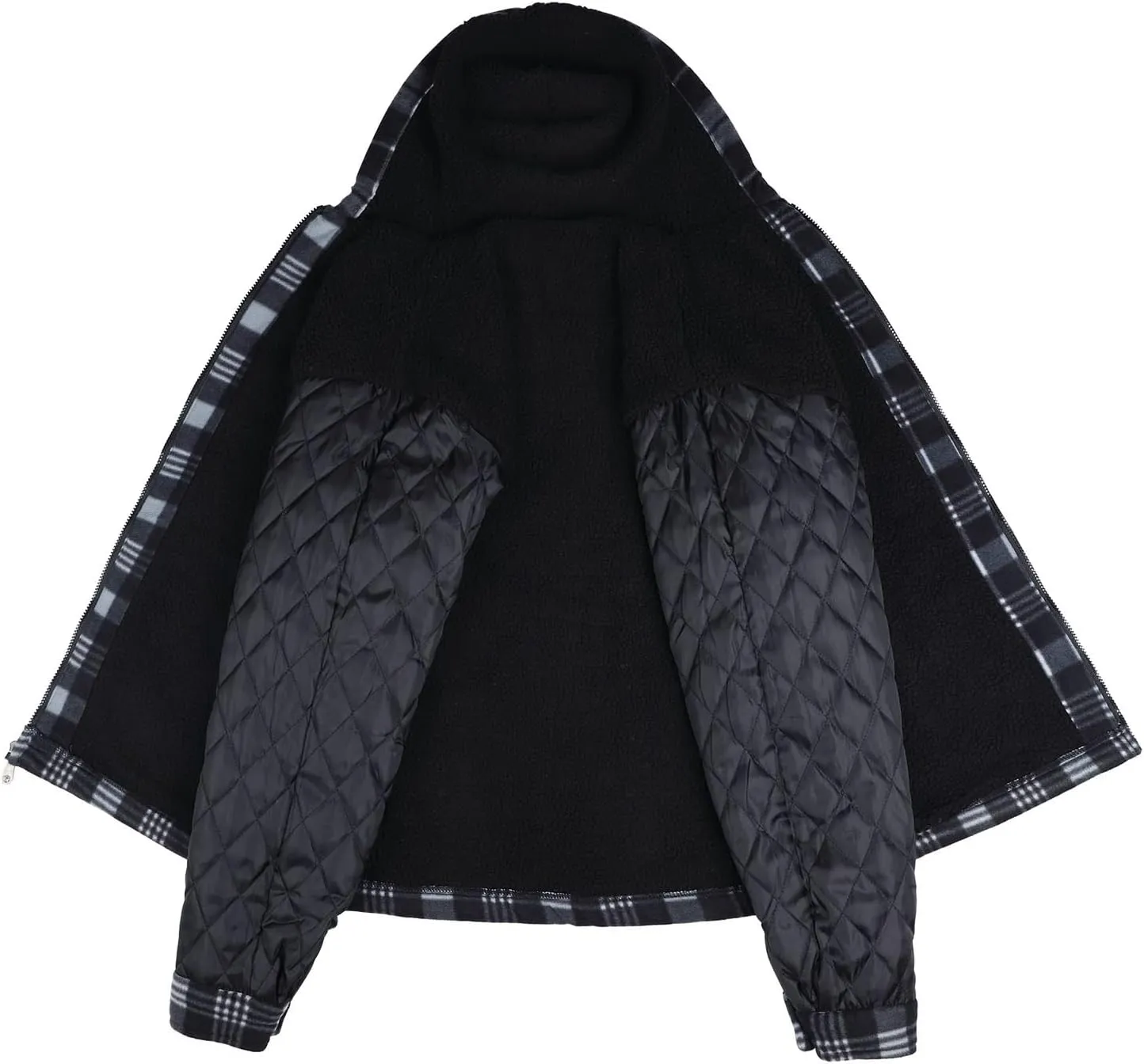 Yasumond Mens Heavy Sherpa Lined Fleece Plaid Flannel Jacket Zip Up Hoodies Warm Winter Coats Big Tall