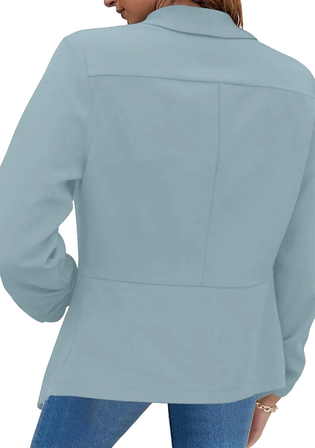 YMING Womens Open Front Work Blazer Business Long Sleeve Jackets Solid Color Office Short Cardigans