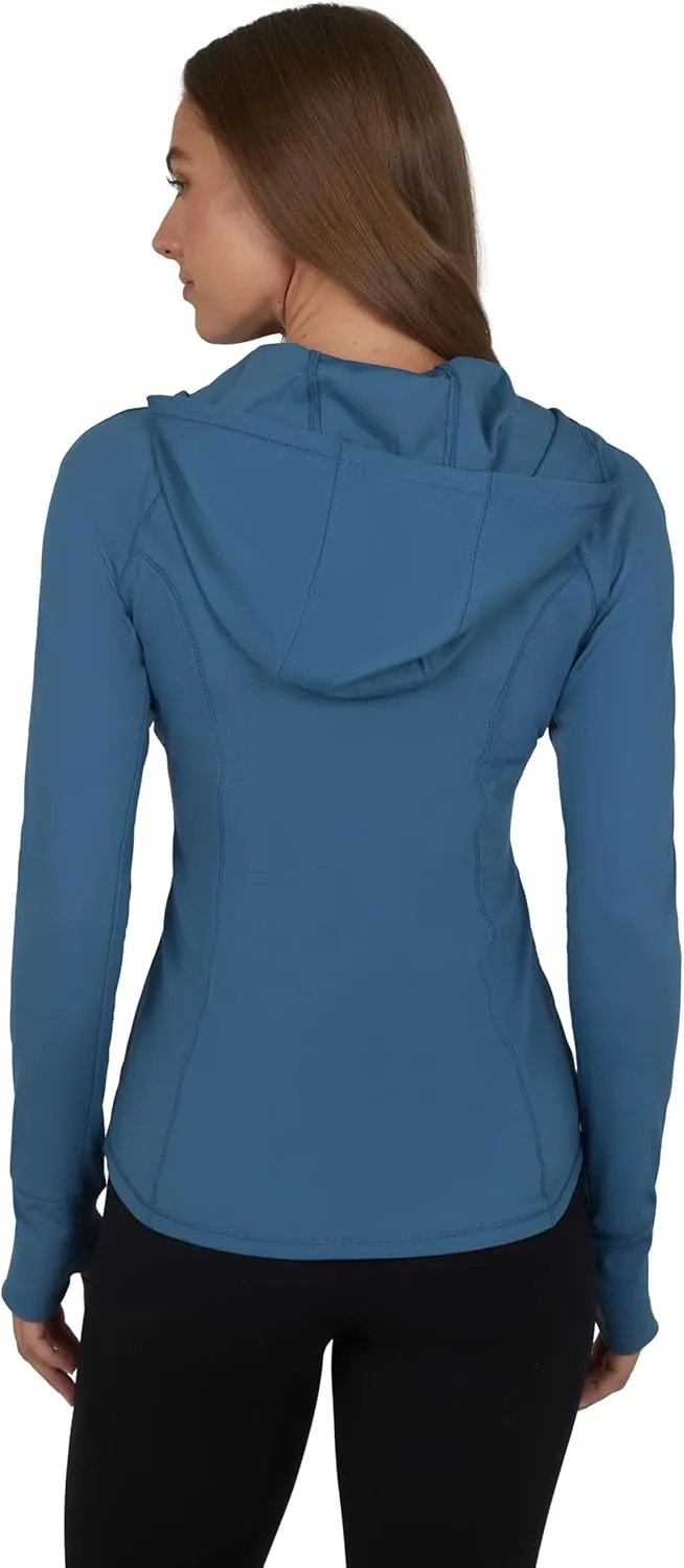 Yogalicious Full-Zip Lightweight Hooded Running Workout Yoga Lux Jacket with Pockets