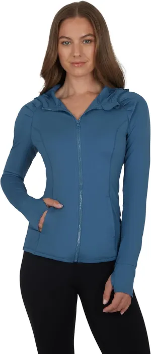 Yogalicious Full-Zip Lightweight Hooded Running Workout Yoga Lux Jacket with Pockets