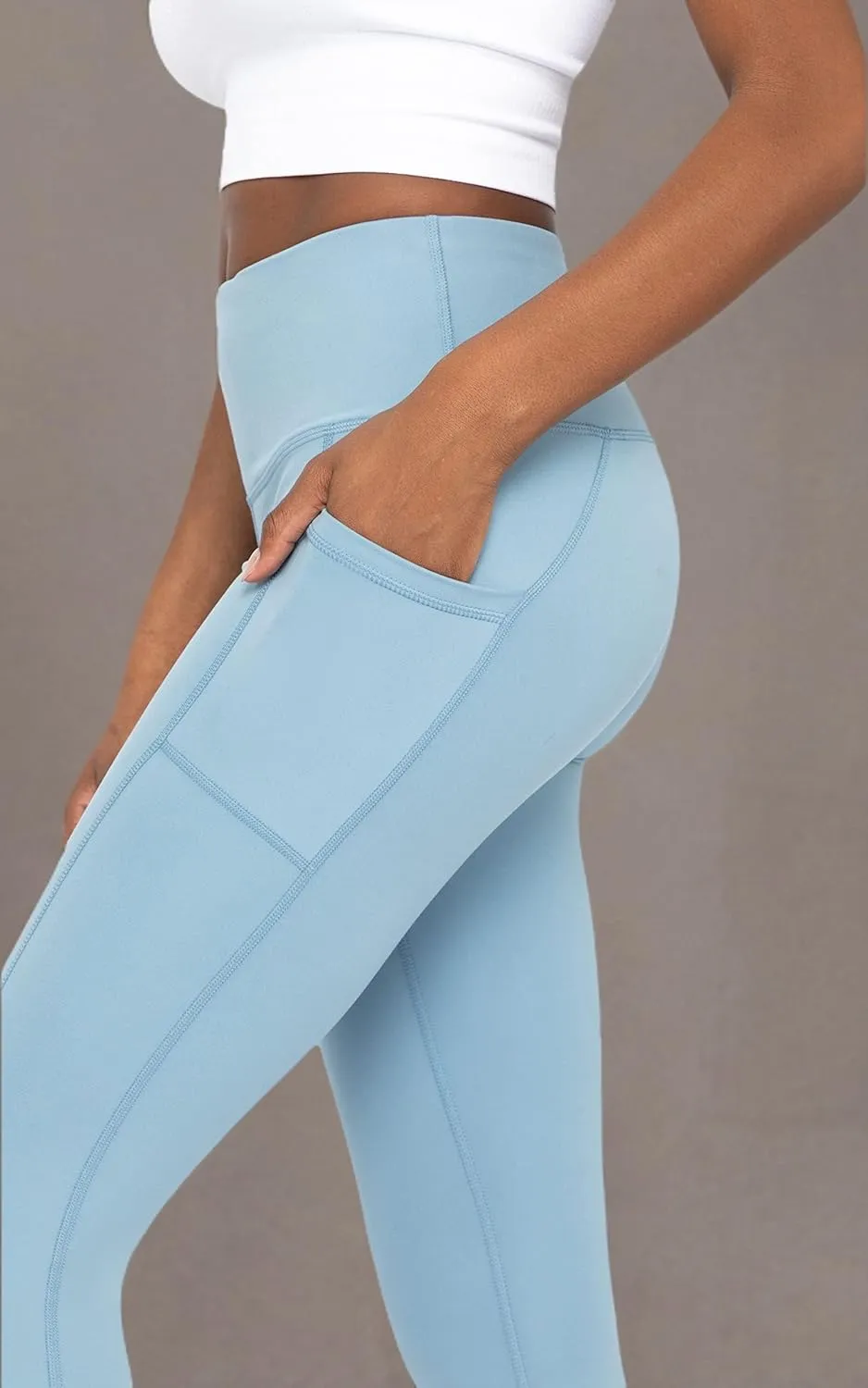 Yogalicious High Waist Ultra Soft 7/8 Ankle Length Leggings with Pockets for Women