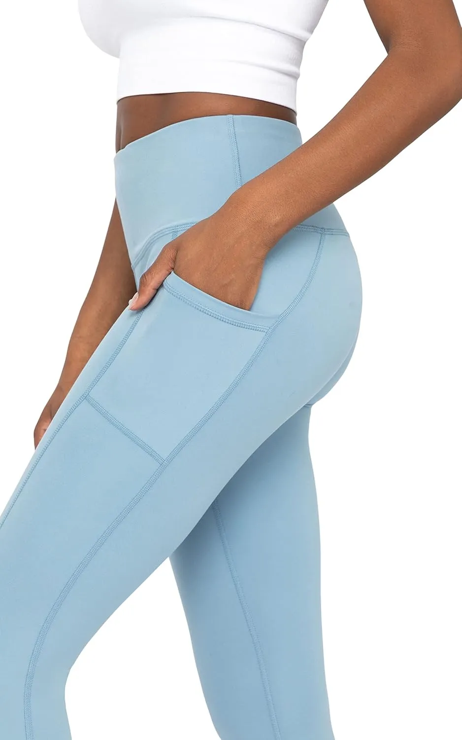 Yogalicious High Waist Ultra Soft 7/8 Ankle Length Leggings with Pockets for Women