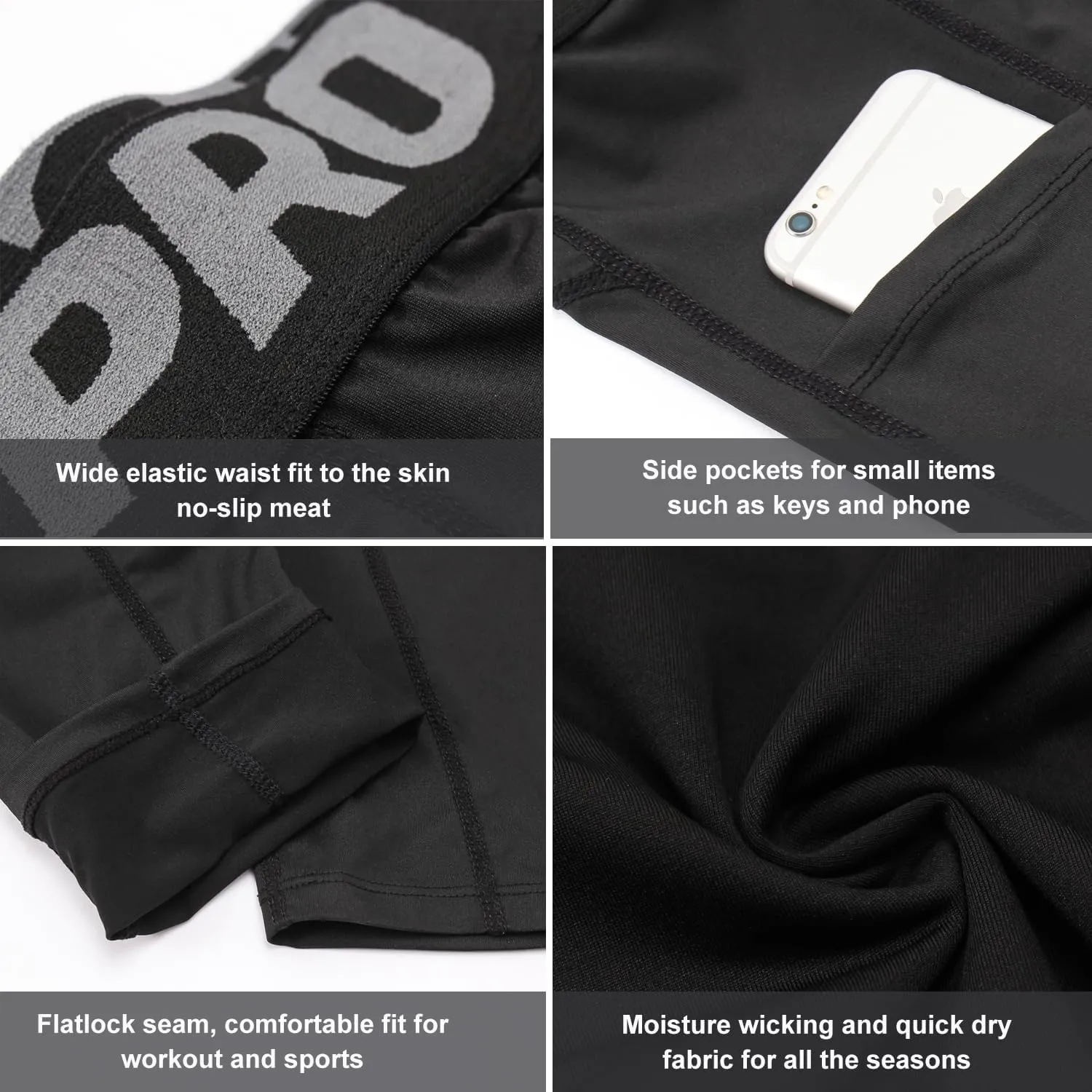 YUSHOW 2-3 Pack 3/4 Men's Compression Pants Tights Athletic Running Workout Leggings Quick Dry Sports Baselayer