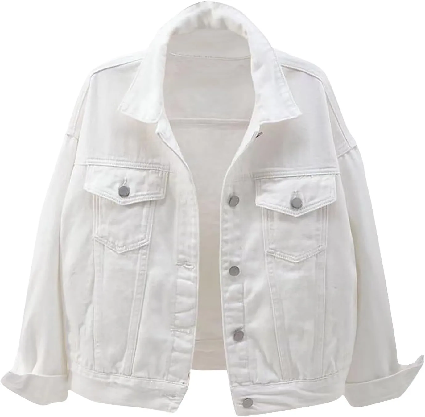 YUTANRAL Denim Jacket for Women Trendy Oversized Jean Jackets Button Long Sleeve Tops With Pockets Fashion Fashion Clothes
