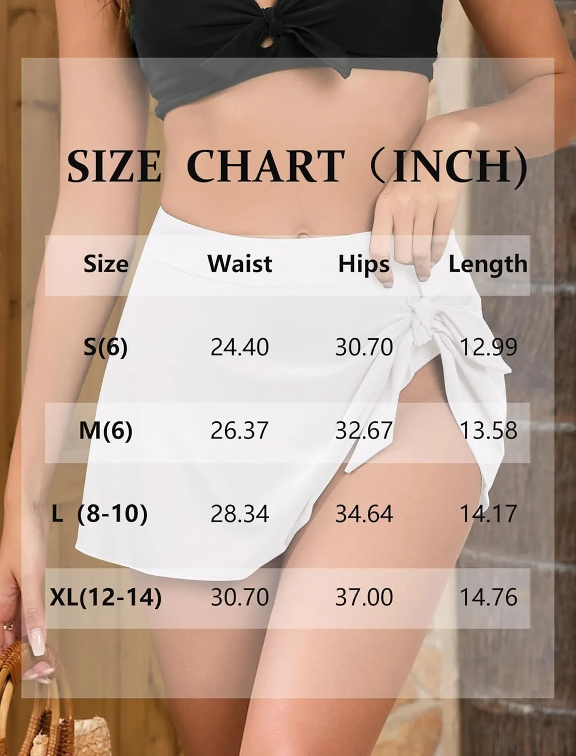 ZAFUL Women's Swim Skirt High Waisted Swimsuit Skirt Tie Knot Tummy Control Swim Skort with Built in Panty Bathing Suit Skirt