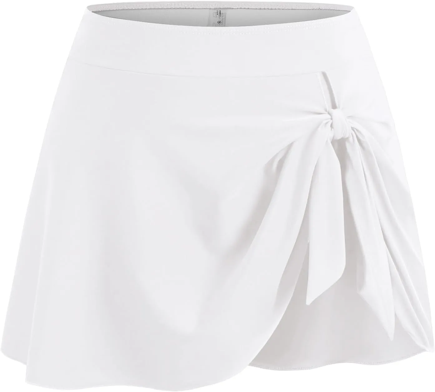ZAFUL Women's Swim Skirt High Waisted Swimsuit Skirt Tie Knot Tummy Control Swim Skort with Built in Panty Bathing Suit Skirt