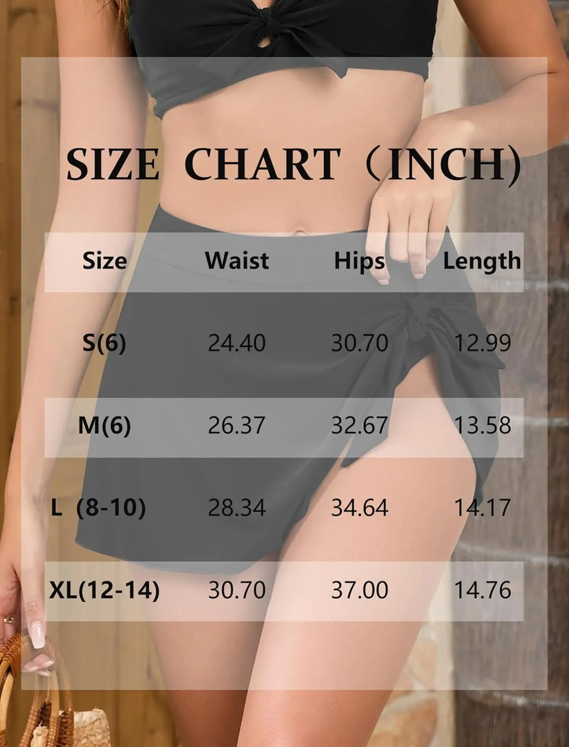 ZAFUL Women's Swim Skirt High Waisted Swimsuit Skirt Tie Knot Tummy Control Swim Skort with Built in Panty Bathing Suit Skirt