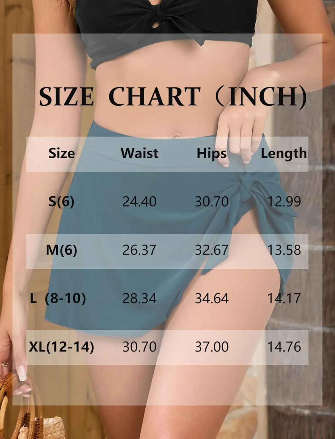 ZAFUL Women's Swim Skirt High Waisted Swimsuit Skirt Tie Knot Tummy Control Swim Skort with Built in Panty Bathing Suit Skirt