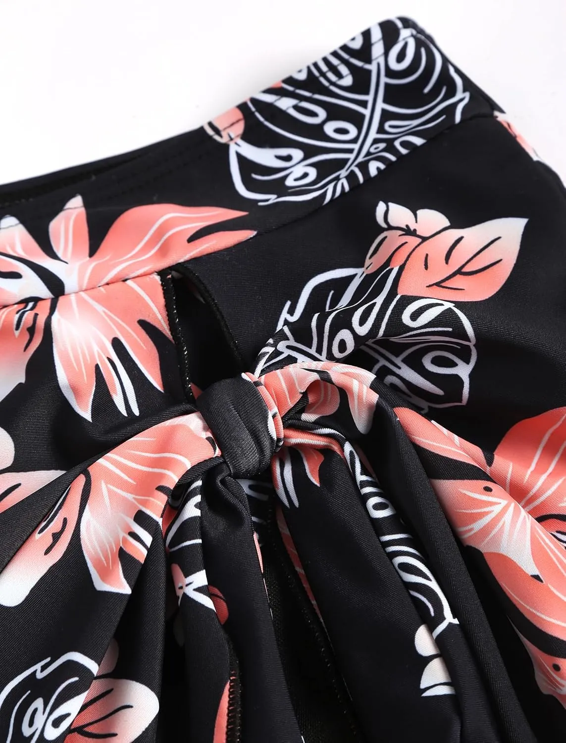 ZAFUL Women's Swim Skirt High Waisted Swimsuit Skirt Tie Knot Tummy Control Swim Skort with Built in Panty Bathing Suit Skirt