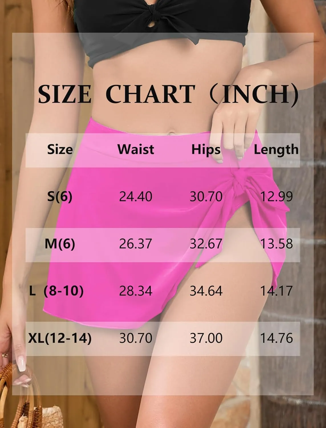 ZAFUL Women's Swim Skirt High Waisted Swimsuit Skirt Tie Knot Tummy Control Swim Skort with Built in Panty Bathing Suit Skirt