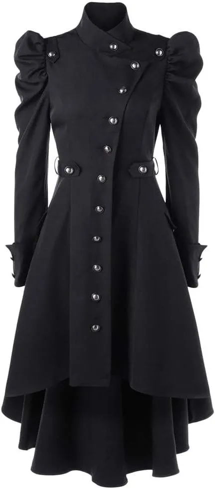 ZBYY Women's Gothic Vintage Steampunk Victorian Swallow Tail Long Trench Coat Jacket Casual Gothic Coats