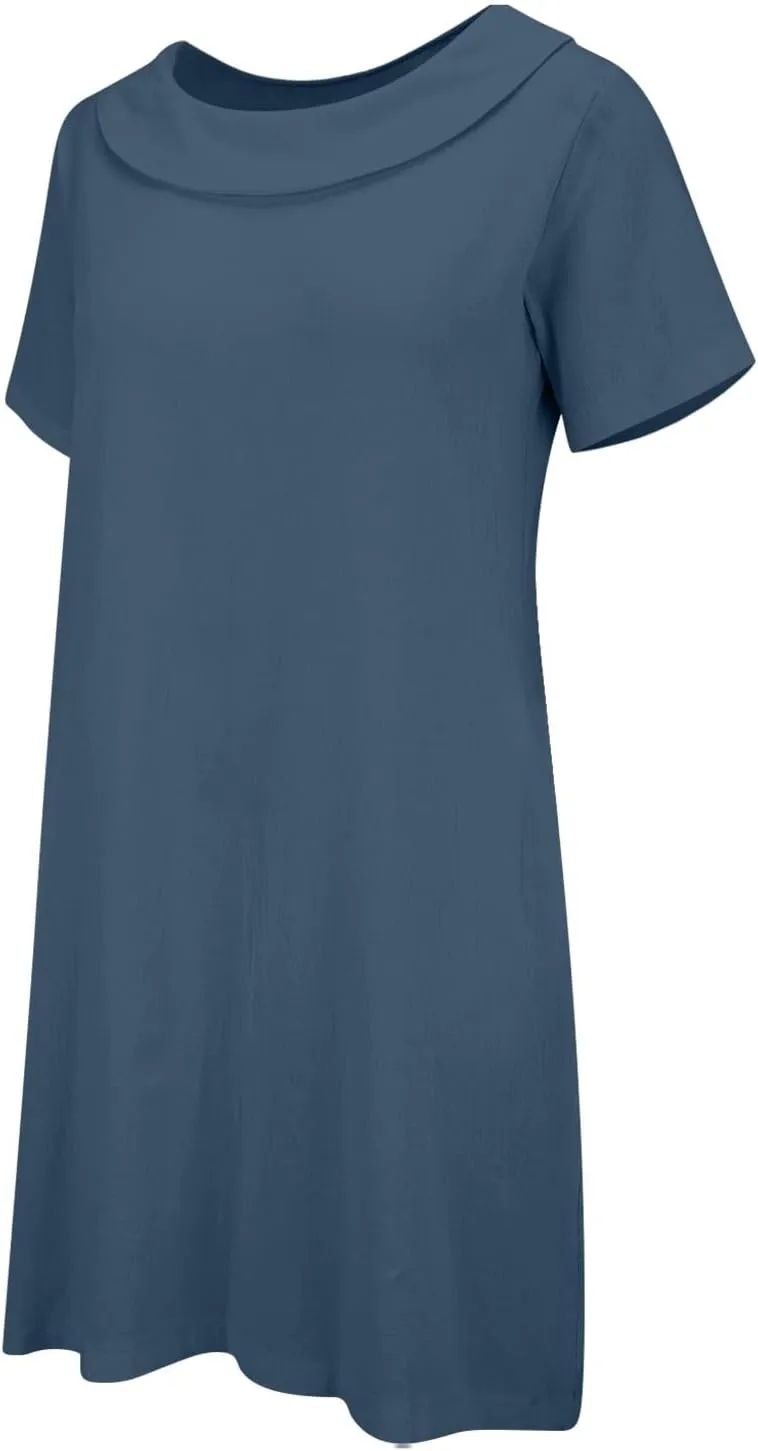 ZYXTIM Linen Dresses for Women 2025 Short Sleeve Lightweight Casual Summer Dress Plus Size Loose Boho Beach Going Out Outfits