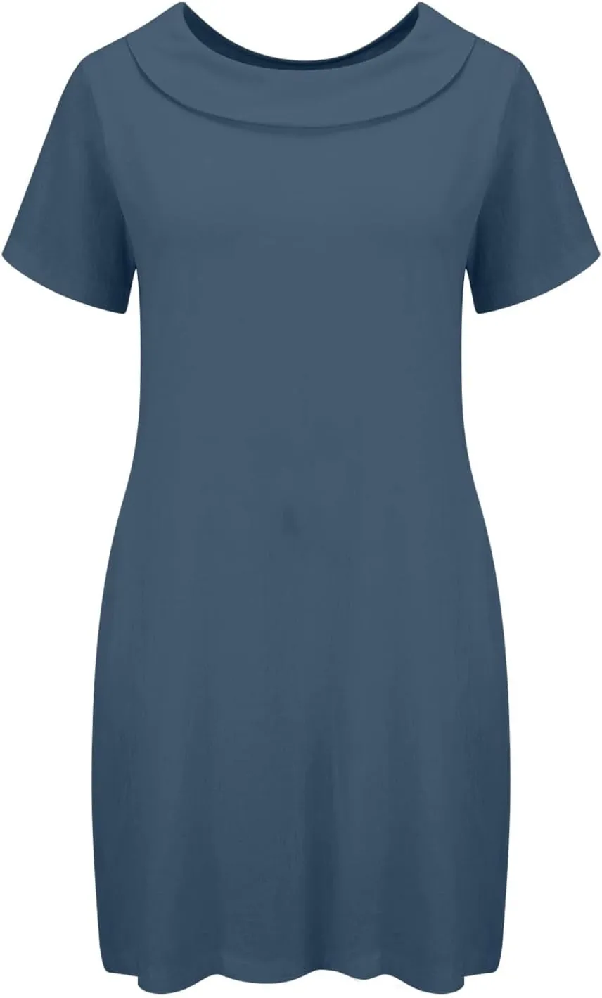 ZYXTIM Linen Dresses for Women 2025 Short Sleeve Lightweight Casual Summer Dress Plus Size Loose Boho Beach Going Out Outfits