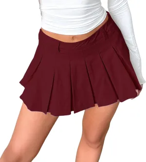 ZYXTIM Pleated Skirts for Women High Waisted Mini Skirt Tummy Control Side Zipper Casual A Line Golf School Uniform Dresses