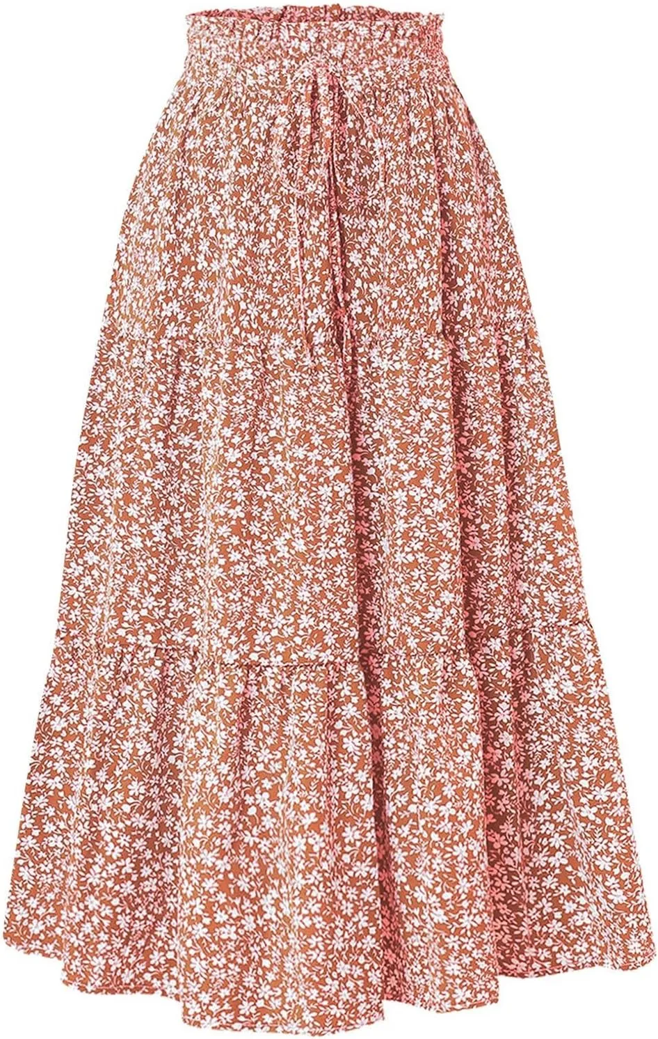 ZYXTIM Women's 2025 Bohemian Long Skirts Tiered Elastic High Waisted Summer Floral Maxi Skirt Vacation Flowy Swing Sundress